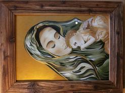 Hinterglasbild Maria mit Kind 