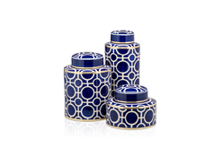 Ginger Jar - Geo Blue